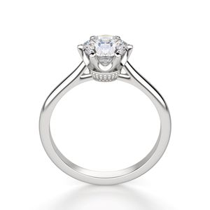 Bague de fiançailles solitaire en diamant taillé rond pour femme - Product Image 4