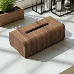 Boîte à mouchoirs en noyer de luxe | Porte-papier en bois pour salle de bain et salon | Mallette de rangement de bureau moderne | Organisateur de décoration intérieure - Product Image 2