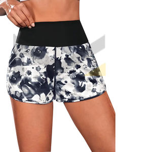 Taille haute contrôle du ventre cravate teinture extensible Shorts de sport femmes basique Fitness entraînement vêtements de sport haute qualité tissu Logo - Product Image 1