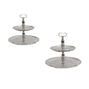 Hot Selling of 2 Tier <b>Wedding</b> Dessert Showcase Tier IEM Customized Table Top Double Layer Pedestal <b>Cake</b> Stand - Product Image 3