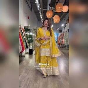 Nuevo Conjunto de Kurti Sharara y Dupatta de 3 Piezas Personalizado con Bordado de Lentejuelas para Damas, Llegada en 2025 - Product Image 3