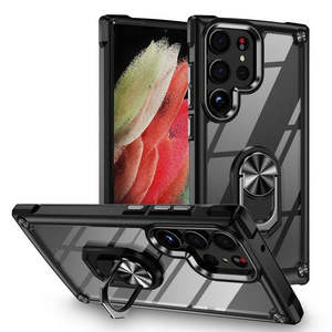 เคสใสกันกระแทก Samsung Galaxy S23 Ultra พร้อมขาตั้งแบบวงแหวน (บรรจุภัณฑ์ขายปลีก) สีดำ - Product Image 1