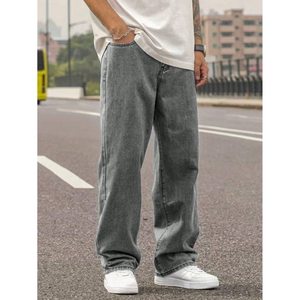 Pantalon en jean gris anthracite pour homme, style vintage, coupe droite, moderne et tendance, délavé, respirant, taille 26-40 - Product Image 5