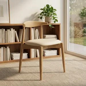 Chaise de salle à manger moderne en bois massif minimaliste avec siège rembourré pour la maison, la salle à manger, le restaurant, l'hôtel - Product Image 6