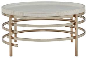 Mesa de Centro Extensible Royal Look en Dorado y Plateado, con Superficie de Mármol Blanco, Diseño Moderno, Tamaño Personalizado para Sala de Estar - Product Image 6