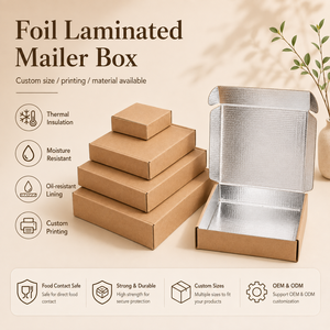 Boîte d'expédition en carton ondulé doublée <span class=keywords><strong>de</strong></span> papier aluminium personnalisée, isolée, imperméable, résistante à l'huile, pour l'<span class=keywords><strong>emballage</strong></span> alimentaire et la livraison <span class=keywords><strong>de</strong></span> pizzas - Product Image 5