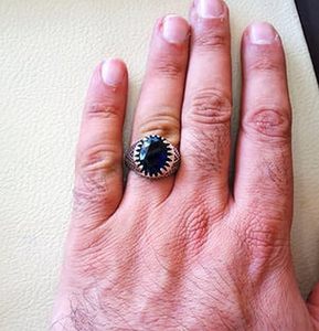 Wholesale <b>Mens</b> <b>Ring</b> New Arrival Natural Blue Sapphire Gemstone September Birthstone Christmas Jewelry 925 Sterling <b>Silver</b> <b>Ring</b> - Product Image 3