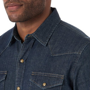 Produits les plus vendus Chemise en jean en tissu élasthanne en coton/Chemise en jean décontractée à manches longues légère et personnalisée - Product Image 3