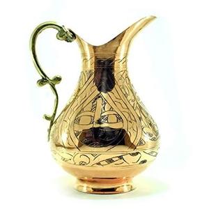 Carafe à eau en cuivre gravée à la main, design et couleur anciens, vaisselle en métal, décoration d'intérieur, ustensiles de cuisine, restaurant - Product Image 4