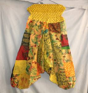 Pantalon sarouel unisexe en coton de style afghan, patchwork jaune, cordon de serrage, rayonne multicolore, matériel respirant, yoga d'été - Product Image 6