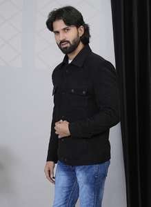 Blazer pour homme en viscose noire à double boutonnage, coupe moderne, élégant, disponible en gros - Product Image 2