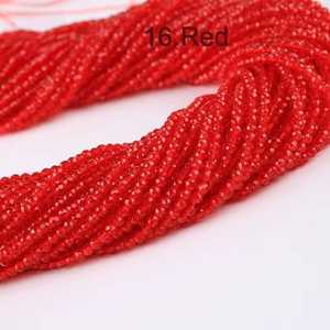 <b>Red</b> Color Hydro Quartz Rondelle Micro Faceted <b>Beads</b> 2mm, 3mm, 4mm Shiny Round Hydro <b>Bead</b> Loose <b>Beads</b> for Jewellery making - Product Image 2
