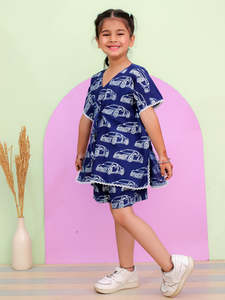 New Kids Wear 100% Tela de algodón con estampado a mano Vestido de caftán corto para niñas - Product Image 4