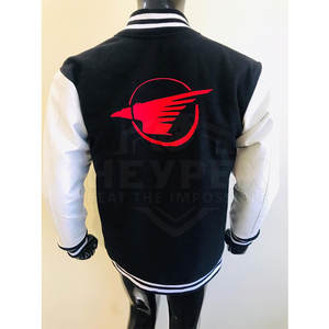 Chaqueta universitaria personalizada de alta calidad para hombre, Mangas de cuero con cuello levantado bordado para invierno, chaqueta de béisbol con letras MOQ bajo - Product Image 6