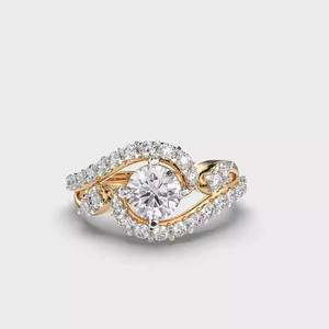 Elegante anillo de compromiso romántico de oro macizo de 14 quilates con diamante cultivado en laboratorio para bodas, aniversarios, fiestas, joyería fina - Product Image 1