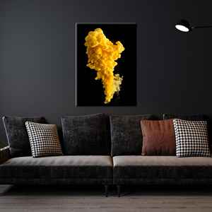 งานศิลปะบนผ้าใบพิมพ์ลายควันสีเหลืองทันสมัยหรูหราสำหรับตกแต่งบ้าน ห่อหุ้มอย่างดี - Product Image 1