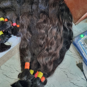 Extensiones de cabello virgen de textura natural Remy indio, cabello crudo liso a granel, tejido de cabello de templo indio del Sur - Product Image 1