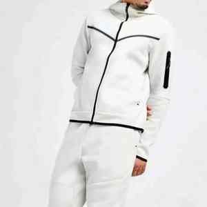 Diseño OEM 69% algodón 31% poliéster blanco hombres Tech Fleece chándal con cremallera completa Sudadera con capucha Joggers pantalones de chándal - Product Image 1