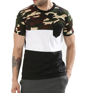 Nueva llegada de lujo camiseta hombres impresión personalizada Logo cuello simulado diseño de camuflaje en blanco Camiseta slim fit hombres camiseta para hombres al por mayor - Product Image 3