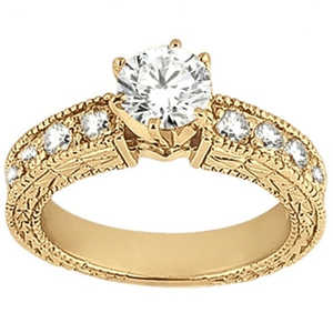 Ensemble de bague de fiançailles et alliance en or jaune 18 carats avec diamant antique 1,70 ct Bijoux fins - Product Image 3