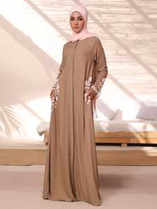 OEM de alta calidad de las mujeres Abaya diseño de sonrisa abierta con mangas largas al por mayor a un precio razonable - Product Image 2