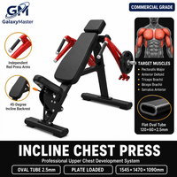 Machine de musculation commerciale pour press à la presse inclinée à 45 degrés, développement des pectoraux supérieurs, bras de press indépendants, charge par disques, tube ovale en acier de 2,5 mm