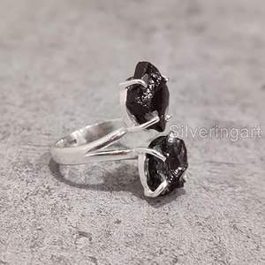 Anillo de Plata de Ley 925 con Granate Natural, Piedra de Nacimiento de Enero, Doble Piedra, Regalo de Navidad, Joyería Hecha a Mano - Product Image 2