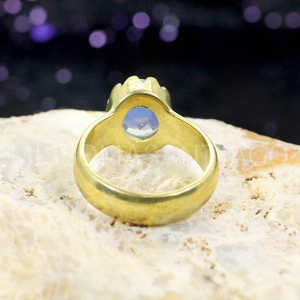Elegante Anillo de Latón con Gema de Opalita Chapada en Oro, Piedra de 10x8 mm, 3.85 g, Piedras Preciosas Sueltas, Accesorio - Product Image 4
