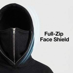 Felpa con Cappuccio e Zip Integrale Personalizzata Cbydo, Giacca Antivento Streetwear da Uomo con Maschera Integrata, Stampa Logo e Ricamo DTG - Product Image 3