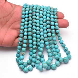 Turquesa, Cuentas Redondas Lisas de 5mm-10mm, Piedra Preciosa Natural de Turquesa Azul Matrix, Cuentas Sueltas Semipreciosas para Joyería - Product Image 6