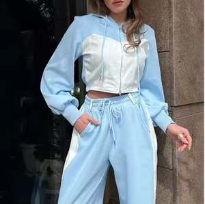 Clothing for <b>Women</b> High Quality Hoodie Sets Causal Custom logo Tracksuit Cotton Fleece 2 Piece <b>Sweatpants</b> and Hoodie Set - Product Image 5