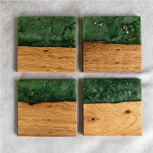 Venta al por mayor Lametierartz estilo clásico posavasos cuadrados de madera de olivo y resina epoxi para uso doméstico-para bebidas café té piedra - Product Image 5