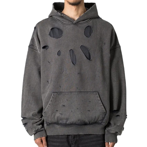 2025 personnalisé 100% coton Vintage polaire poids lourd luxe coupe régulière pull lavage à l'acide brodé plaine teint hiver sweats à capuche - Product Image 2