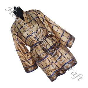 KS015 ชายหาดผู้หญิงวินเทจที่มีสีสันพิมพ์ดอกไม้วันหยุดบิกินี่ Outing Boho หลวมสั้นผู้หญิงผ้าไหมวินเทจส่าหรีกิโมโนสั้น - Product Image 1