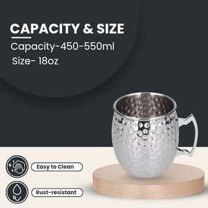 Wholesale Supplier Stainless Steel Cup Cocktail Moscow Mule Mugs 550ml Beer Mug Bar Tools Champagne Moscow Mule Mug with Handle - Product Image 3