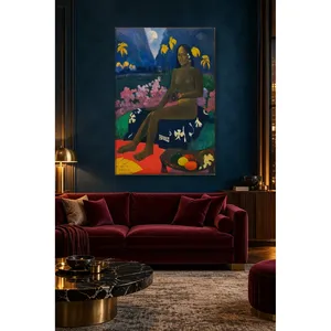 Fida Gauguin Te Arii Vahine Femme assise sur un tissu bleu Impression sur toile - Product Image 4