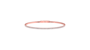 กำไลทรงกลมครึ่งทางยืดหยุ่นสำหรับผู้หญิงทอง14K & เพชรธรรมชาติ | 3.00Ctw - Product Image 3