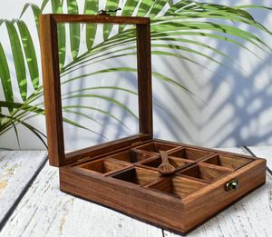 GRIETAS NATURAL WOODEN Premium Impreso Hogar Caja de especias de mesa de madera con compartimentos separados para especias y frutas secas - Product Image 3