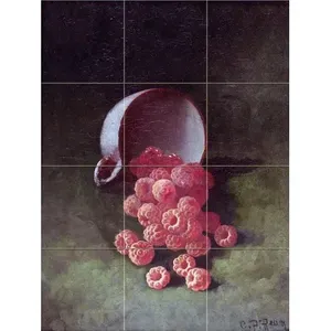 FRAMBUESAS en una taza Cocina Baño Mural de pared 12,75x17 Azulejo Backsplash Art - Product Image 1