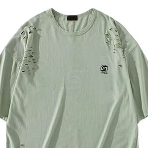 T-shirts pour hommes en coton 100% de dernière génération, couleur unie, taille adulte, coupe ample, imprimé, délavé - Product Image 2