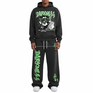 Conjuntos de Sudadera con Capucha y Pantalones de Chándal de Invierno de Corte Holgado Personalizados, Estampado Tecnológico Y2K, Forro Polar, Cordón Ajustable, Lavado Ácido, Bordado, Ecológico - Product Image 6