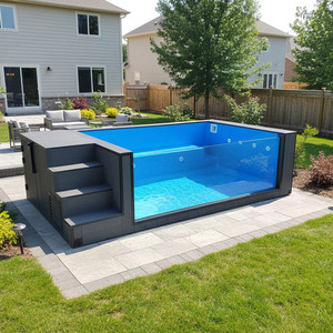 Fiberglass Prefabricated Container Above Ground Swimming <b>Pool</b> UV Resistant Heavy Duty Outdoor Family Backyard Garden <b>Pool</b> - Product Image 5