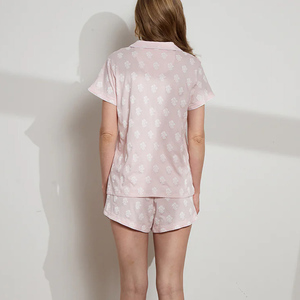 Pima Cotton Short PJ Set Printed Organic Women <strong>Pyjamas</strong> Summer <strong>Button</strong> <strong>up</strong> Pajamas Short Sleeve Two Piece Sleepwear - Product Image 2