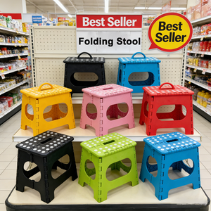 كرسي بلاستيكي قابل للطي بسعة 300 رطل للمطبخ والحمام والاستخدام المنزلي، خفيف الوزن وصغير الحجم وقابل للطي - Product Image 4