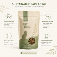 Sachet refermable en PLA biodégradable et compostable avec gaufrage personnalisable pour l'emballage d'aliments pour animaux et de fruits secs