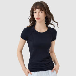 Camiseta básica de LICRA de algodón de alta calidad para mujer, Camiseta holgada de manga corta con cuello redondo para mujer de talla grande - Product Image 2