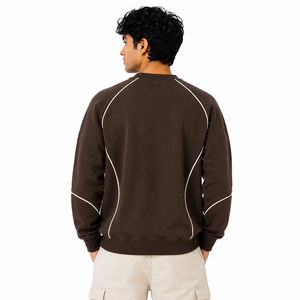 Sweat-shirt homme Y2K Streetwear à col ras du cou et épaules tombantes, 100% coton molletonné, coupe décontractée, passepoil contrastant, marque privée, vente en gros - Product Image 2