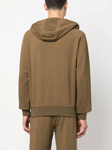 Veste zippée solide à manches longues avec capuche de couleur marron avec logo personnalisé de marque pour hommes hiver pour hommes - Product Image 4