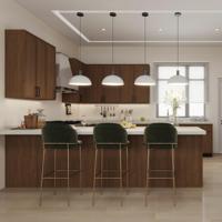 Lemari Dapur Kayu Veneer Rangka Shaker Langsung dari Pabrik, Kabinet Kayu Lapis Kustom untuk Pengembangan Real Estat