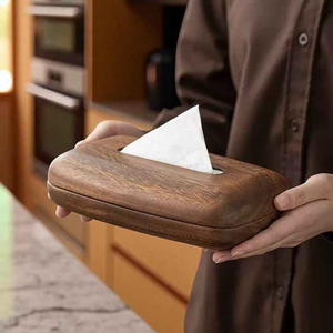 Boîte à mouchoirs rectangulaire en bois de noyer noir massif, artisanale, haut de gamme et durable, support classique pour distributeur de mouchoirs faciaux - Product Image 3